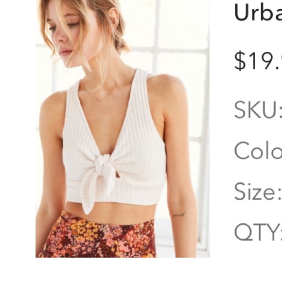 Urban Outfitters “Vintage” Front tie knot cutout knit crop top - Picture 1 of 4